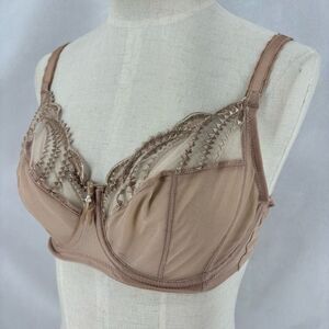Wacoal evocative edge full figure underwire sheer lace bra 36C tan